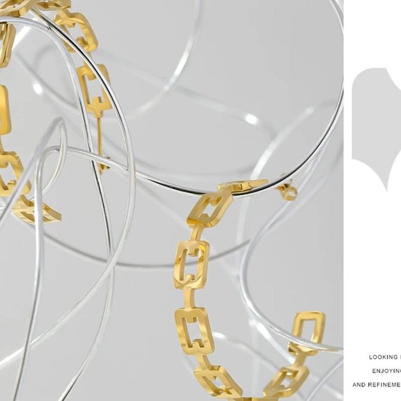 NEW 18K Gold Plated Link Chain Round Hoop Earrings - Picture 4 of 7